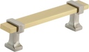 Amerock | Cabinet Pull | Brushed Gold/Satin Nickel | 3-3/4 inch (96 mm) Center to Center | Overton | 1 Pack | Drawer Pull | Drawer Handle | Cabinet Hardware