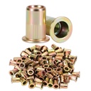 HARDELL 1/4-20 Rivet Nut, 84Pcs Carbon Steel Zinc Rivet Nuts - Zinc Plated Finish Rivnut Set Flat Head Nutsert for Home, Automotive, Marine & Industrial Use, Knurled Body