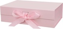 10.5"X7.5"X3.1" Pink Magnetic Gift Box with Lid and Ribbon for Presents