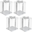 Cabilock 4 Pcs Clear Transparent Cake Boxes Portable Birthday Cake Packaging Containers with Ribbon Food Safe Storage for Desserts and Party Gifts