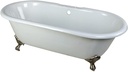 Kingston Brass Aqua Eden VCT7D663013NB8 Cast Iron Double Ended Clawfoot Bathtub with Brushed Nickel Feet and 7-Inch Centers Faucet Drillings, 66-Inch, White
