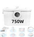 Automatic 750W Macerator Toilet Sewage Pump for Basement Toilet Upflush System with 4 Inlets for Toilet, Sink, Bathtub, Laundry, 2 Outlets Dicharge Option, Solid Waste Water Disposal Pump