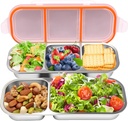 2Pack Stainless Steel Snack Containers, Double/Three Compartment Sauce Cups,Reusable Condiment Box with Lids, Divided Food Storage Containers for School, Home, Travel (2 Compartment + 3 Compartment)