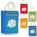 LOVENSPIRE Lotus Print Jute Bag Burlap Tote Bag for Bridesmaid Gift Travel Shopping Diy Indian Wedding Favor Return Gifts