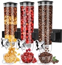 Triple Food Dispenser Wall Mounted Cereal Dispenser, Grains Dispenser Wall Mounted Dry Food Dispenser with 3 Cup, Candy Dispenser Snack Container for Kitchen Store Nut Coffee Beans 4.5L