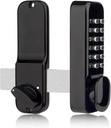 Keyless Entry Door Lock, Keypad Deadbolt, Mechanical Combination Doors Lock, Passcode Code Gate Lock with Handle Set, Black