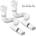 2 Pack Rain Gutter Downspout Extensions Flexible,Drain Downspout Extender Connector 21"-68",Screws for Included,White