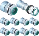 10 Pcs 1/2 Inch EMT Raintight Compression Connectors Zinc Plated Steel, Insulated Waterproof EMT Box Connector Electrical Conduit Fittings
