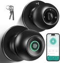 Fingerprint Door Lock, Smart Fingerprint Door Knob with Lock, Biometric Door knob with App Control & Key, Keyless Thumbprint Entry Door Lock for Bedroom, Front Door, Home, Apartment Office and Garages