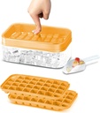 Ice Cube Tray with Lid & Storage Bin, Ice Cube Maker Mold for Freezer with Container, Mini Ice Cube Tray Makes 60 Cube Ice at once for Cocktail Whiskey Tea Coffee (Orange)