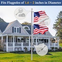 NQ Flagpole Hardware Repair Parts Kit,50 Feet Halyard Rope+3" Silver Ball+6" Zinc Alloy Cleat+4 Metal Swivel Snap Clips+Aluminum Alloy Flagpole Truck with Nylon Pulley for 1.6"-2" Flag Poles