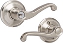 Schlage Flair Levers - FLA - Storeroom - Satin Nickel - Right Handing - Keyed Differently