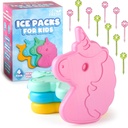 GET FRESH Mini Freezer Ice Packs for Kids Lunch Box – 4-Pack Unicorn Small Freezer Blocks for Cool Bags and Lunch Boxes – Colorful Mini Ice Blocks for Kids Lunch Boxes Bags with 10 Food Picks