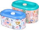 2 Pack Multicolor Metal Tin Cookie Snack Jars with Lid, 2 Sizes, Air Tight, Stackable, Durable, Food-Safe, Reusable, Perfect for Cookies, Candy, Coffee