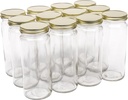 North Mountain Supply 16 Ounce Glass Wide Mouth Straight-Sided Canning Jars - with Gold Metal Lids - Case of 12