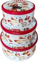Premium Fast Food Metal Cookie Tins Pack of 3 - Multicolor White Printed Design Decorative Cookie Gift Tins, Extra Thick - Large, Medium and Small Sizes Container for Kitchen Home Storage set of 3