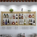Metal Wall Mounted Wine Rack With Wine Glass Holder,Wall Floating Shelves,Liquor Bottle Display Shelf,Large Capacity Wine Storage Rack With LED Light,For Home Bar Kitchen Wine Cellar (Color : G