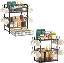 EsLuker.ly Coffee Bar Organizer Station Shelf Mug Holder for Countertop, K Cup Pod Organizer Drawer Coffee Cup Stand Rack with 12 Hooks for Home Office, Creat Stylish Coffee Corner