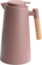 Irishom 1L Thermal Carafe Double Walled Vacuum Coffee Pot Thermal Pot with Wood Handle Water Kettle Insulated Flask Tea Carafe Keeping Hot Cold (Coffee)