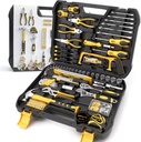 Home Tool Kit 199 Piece Basic Household Auto Repair Tool Set Car Toolbox General Hand Tool Kit for Home Men Women DIY with Plastic Toolbox Storage Case Pliers Wrench Combination