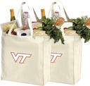 Broad Bay Reusable Virginia Tech Hokies Shopping Bags or Virginia Tech Grocery Bag 2Pc SET NATURAL COTTON