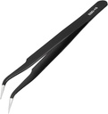 uxcell ESD-15 Tweezers, Anti-Static Stainless Steel Non-magnetic Curved Tip for Craft Jewelry Electronics, 4.8" Overall Length