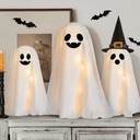 Halloween Decorations Indoor - 3 Packs DIY Light-Up Spooky Ghosts with String Lights, Witch Hats, Crafts Kits for Halloween Decor Indoor Party Home Table Mantel Room Kitchen Office
