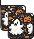 Halloween Pumpkins Pot Holders Set of 2 Kitchen Decors Heat Resistant Potholder Cotton Lining Oven Hot Pads for Cooking Baking Microwave Oven End Dishes BBQ