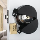 Door Knob with Lock，Without Drilling Door Handle Lock， (Black with Lock from Outside Prevents Turning of Door Knob and Access to Keyhole,for Apartment Evictions，Dementia Patients,Childproof