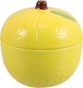 Unomor Ceramic Lemon Jar with Lid Elegant Food Storage Container for Candy Spices and Desserts Round Design for Kitchen and Home Decor