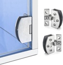 2 Pcs Glass Doors Hinge Cupboard Showcase Wine Cabinet Clamp Gate Hinges Without Drilling (Large)
