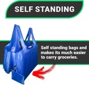 Reusable Grocery Bags - Elegant, Sturdy & Foldable | Hold 50+ lbs | Heavy Duty Shopping Bags, Lightweight Tote Bag With Reinforced Handles | Stands Upright