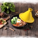 Ceramic Cooking Pot Casserole Dishes with Lids Cast Iron Tagine Pot 20Cm,Tajine Cooking Pot with Enameled Cast Iron Base and Cone-Shaped Lid Lead Free Stew Casserole Slow Cooker,Yellow Casse