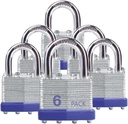 Keyed Alike Laminated Steel Keyed Padlocks with Normal Shackle, 6 Pack, for Hasp Latch, Sheds, Fences, Storage Locker, School, Gym