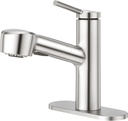 CREA Pull Out Bathroom Faucet Single Hole 1 Handle Utility Sink Faucet with Sprayer Handheld Laundry Room Bath Tub Faucet for Kids Pet Vanity Face Basin Mixer Tap Brushed Nickel Stianless Steel