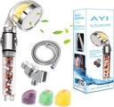 AYI Vitamin C Filtered High Pressure Handheld Shower Head with Bracket and Metal Hose Purifying Hard Water Softener Chlorine Flouride Filter Aroma Showerhead Fresh Dry Skin & Hair Loss