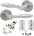 1 Set Internal Solid Brass Lever on Rose ' Bell' Door Handles Pack Latch & Hinge