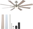 VONLUCE Ceiling Fans with Lights, 60 Inch Ceiling Fan and Remote, 3CCT, 6 Speeds Reversible Quiet DC Motor, Ceiling Fan for Living Room Farmhouse Bedroom Kitchen Patio Indoor, Nickel