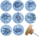 Set of 8 Wooden Fish Coastal Beach Themed Kitchen Cabinet Dresser Knobs and Drawer Pulls Handles 1.8 X 1.8 Inches
