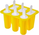 Popsicle Molds for Kids 6 Cavity Ice Molds Silicone BPA Free Ice Cream Maker Mould for DIY Handmade with Popsicle Sticks Yellow