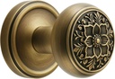 Antique Brass Door Knob with Intricate Floral Design – Privacy Handles Elegant and Durable for Interior Doors, Classic Vintage Look for Home or Office Decor (Antique Brass, Privacy-2.375 in)