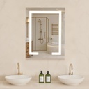 VEVOR Lighted Medicine Cabinet with Mirror, 20 x 26 in Recessed or Wall Mount, 3 Color Dimmable LED Bathroom Medicine Cabinet with Double-Side Mirror, Adjustable Shelves, Memory Anti-Fog Function