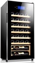 Solid Wood ShelfWine Cabinet- 32 Bottle Thermoelectric Red and White Wine Cooler/Chiller Counter Top Wine Cellar with Digital Temperature Display