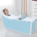 Portable Bathtub Adult, Collapsible Rectangular Blue Plastic Freestanding Tub for Adults, Collapsible Tub for Shower, Ice Bath, Sitz Bath