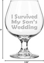 Whiskey Bourbon Belgian Tulip Beer Goblet Brandy Snifter Glass Funny Mother Mom Father Dad I survived my son's wedding