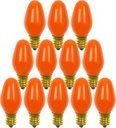 12 Pack C7 Orange Light Bulb Ceramic Incandescent 7 Watt E12 Base C7 Night Light Colored Bulb Candelabra Based Orange Bulb Halloween Bulb