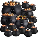 15 in 1 Package (12.8”, 9.8”, 7.6”, 5.7”, 2.7”) Large Black Plastic Witch Cauldron Kettle - Cauldrons Halloween Pot Candy Holder for Halloween Decor Party Supplies