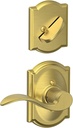 Schlage F59 ACC 608 CAM LH Interior Single Cylinder Deadbolt Left Hand Accent Lever with Camelot Trim, Satin Brass (Interior Half Only)