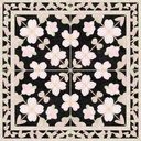 10PCS 12x12 Inch Soft Pink Cherry Blossom Flower Design on Black Floor Tiles Peel and Stick Removable Self Adhesive DIY Vinyl Flooring Stickers for Kitchen Bathroom Living Room Home Decor