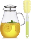 Kingrol Carafe Glass Jug 64 oz, Iced Tea Pitcher with Lid & Spout Filter, Cold & Hot Water Decanter for Juice, Drinks, & Beverages, Dishwasher Safe